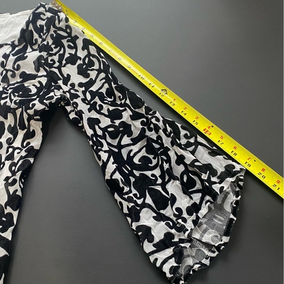 Alfani Blouse Women Small Whimsigoth Flared Sleeve Witchy Velvet Embroidery - Picture 9 of 11